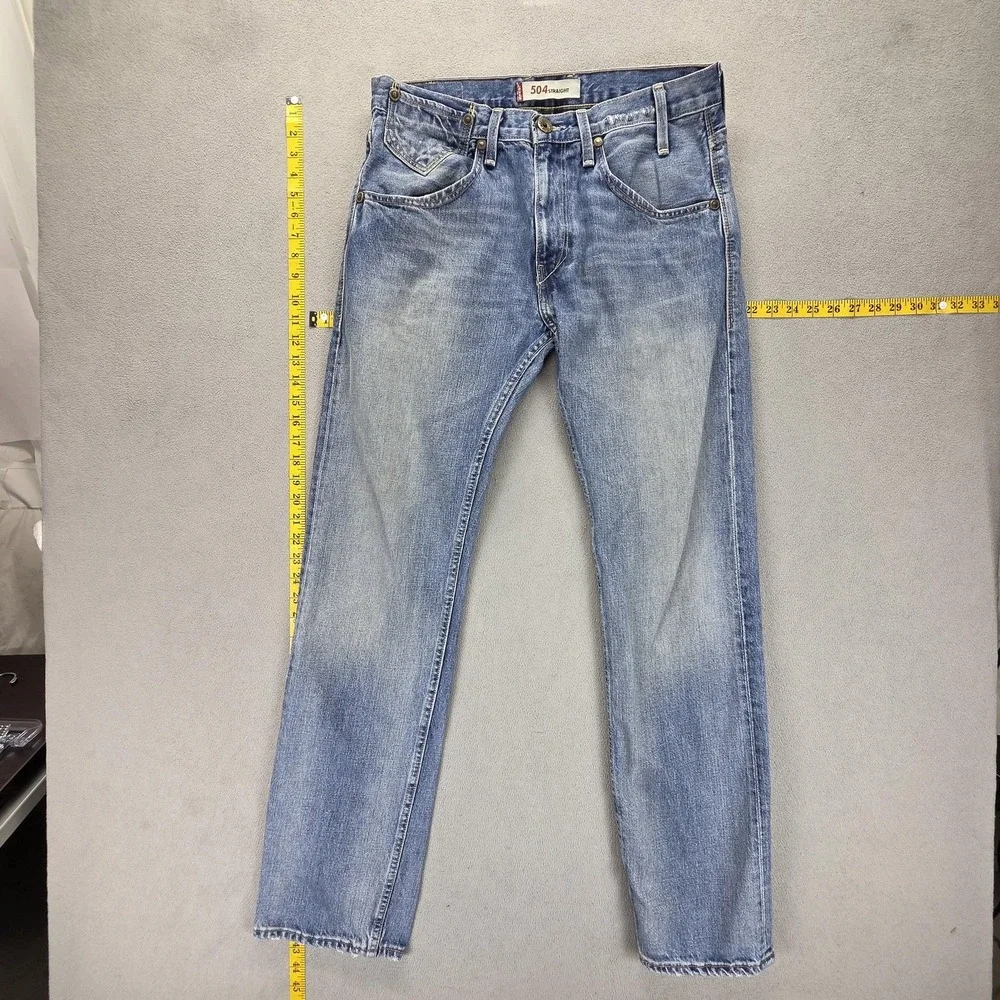 Vintage Levis 504 Jeans Mens 33x34 Blue Straight Engineered Zip Fly Honeycomb